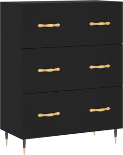 vidaXL - Dressoir - 69,5x34x90 - cm - bewerkt - hout - zwart