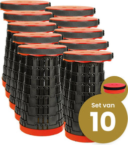 Opvouwbare kruk extra strong rood per 10 - telescopische kruk - 250 kg - inklapbare kruk - draagbaar - kampeerstoel - opstapkrukje