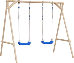 vidaXL Schommelzitjes met touw 2 st 38x16 cm polyetheen blauw