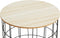 LIFA LIVING Bijzettafel Set - 2 Ronde Tafels - Metaal & Hout - Zwart - 50Φ x 40 cm & 40Φ x 36 cm (2 stuks)