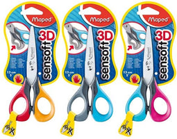 Sensoft 3D schaar 13 cm - linkshandig - zachte grepen - assorti kleuren