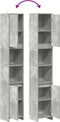 vidaXL - Badkamerkast - 30x30x183,5 - cm - spaanplaat - betongrijs