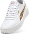 PUMA Carina 3.0 Animal Jr - Lage sneakers - SOFTFOAM+ inlegzool - PUMA White-Light Sand-PUMA Gold