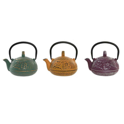 Theepot Home ESPRIT Geel Groen Lila Roestvrij staal Ijzer 300 ml (3 Stuks)