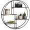 LIFA LIVING Wandrek Ronda - Wandplank Industrieel - 4 Planken - Zwart Hout en Metaal