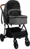 vidaXL - Kinderwagen - 3-in-1 - staal - antracietkleurig - en - zwart