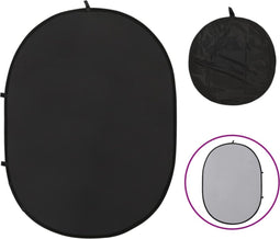 vidaXL Achtergrondscherm studio 2-in-1 ovaal 200x150 cm zwart