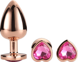 Dream Toys - Aluminium anaalplug set met siersteen 3 delig Gleaming Love - Roségoud