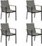 BUSSETO - Tuinstoel set van 4 - Zwart - Aluminium