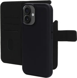 Mobiparts iPhone 16 - Leather 2 in 1 Wallet Case - Echt leer met uitneembare backcover - Zwart
