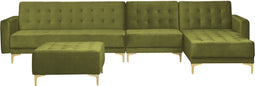 ABERDEEN - Hoekslaapbank ottomaan - Groen - Links - 347 cm - Fluweel