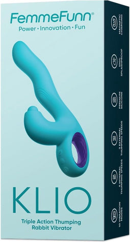 Klio driedubbele bunny vibrator Turquoise
