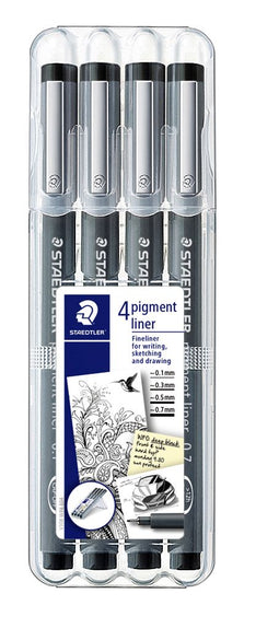 STAEDTLER pigment liner 308 - fineliner - box met 4 lijnbreedten
