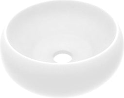 vidaXL - Wastafel - rond - 40x15 - cm - keramiek - matwit