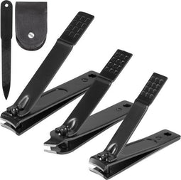 Nuvance Nagelknipper - 4 in 1 - Nagelvijl Nageltang Teennagelknipper - Zwart