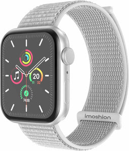 imoshion Nylon⁺ bandje - Geschikt voor Apple Watch 1, 2, 3, 4, 5, 6, 7, 8, 9, 10, SE, Ultra (2) - 44/45/46/49 mm - Grijs - One Size