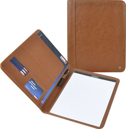 DESQ® Schrijfmap A4 - Hoogwaardig kunstleer - Inclusief schrijfblok 20 vel - Slank Dutch Design - Bruin