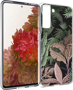 iMoshion Hoesje Geschikt voor Samsung Galaxy S21 Hoesje Siliconen - iMoshion Design hoesje - Groen / Roze / Dark Jungle
