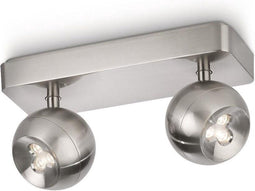 Philips Ledino Universa - Plafondlamp - Opbouwspot - 2 lichts - LED - Dimbaar - Nikkel