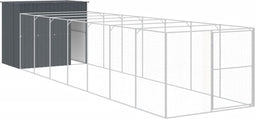 vidaXL - Hondenhok - met - ren - 214x865x181 - cm - gegalvaniseerd - staal - antraciet