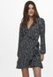 ONLY ONLCARLY LS WRAP SHORT DRESS NOOS WVN - Korte jurk met lange mouwen - V hals met ruches - Maat XS (34)