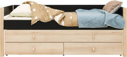 Bopita Lucas compactbed 90x200 met slaap en opbergunit - Mat Zwart/Naturel