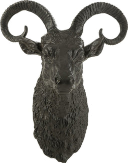 J-Line wanddecoratie Geit Kop - aluminium - zwart