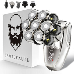 Sansbeauté® SkullSharp MAX - 6-in-1 Scheerapparaat - Pijnloos scheren met 7D scheerkoppen - Waterdicht