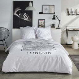 Beddengoedset - TODAY - JAVA - 2 personen - 240 x 220 cm - Katoen - London print - Wit