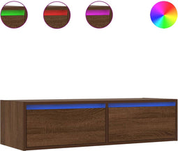 vidaXL - Tv-meubel - LED-verlichting - 100X35,5x25 - cm - bruin - eikenkleur