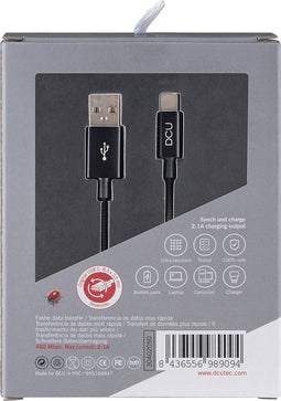 DCU Advance Tecnologic 30402050 - USB naar USB-C Kabel - Gevlochten 1m - Zwart