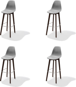 Keeve Stapelbare barkruk grijs, berkenhouten frame en kunststof zitting - SET VAN 4