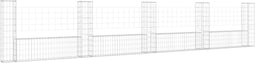 vidaXL - Schanskorf - U-vormig - met - 5 - palen - 500x20x100 - cm - ijzer