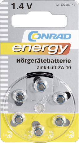 Conrad ZA 10 - Knoopcel Zink-lucht 1.4 V 90 mAh - 6 stuks