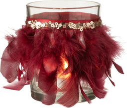 J-Line kaarshouder Veren - glas - burgundy - large