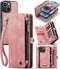 Caseme - Geschikt voor iPhone 15+ / 15 Plus - Vintage 2 in 1 portemonnee hoes - Lichtroze