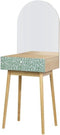 DREATTE TAFEL 1 LADE 1 MIROR - CHENE EN GROEN Decor - Massieve houten voeten - L 50 x D 40 x H 135 cm - Gardenia