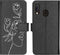 iMoshion Hoesje Geschikt voor Samsung Galaxy A20e Hoesje Met Pasjeshouder - iMoshion Design Softcase Bookcase - Wit / Zwart / Woman Flower Black
