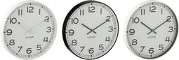 J-Line klok Rond - kunststof - wit/zwart - small - 3 stuks - Ø 30 cm