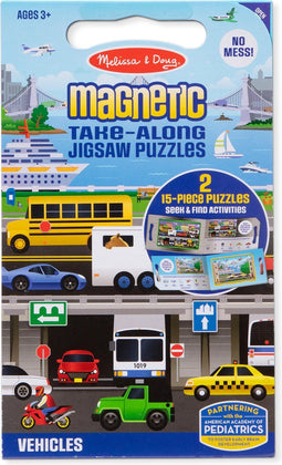 Melissa & Doug - magnetische meeneempuzzels - voertuigen - 15 stukjes (2 stuks)