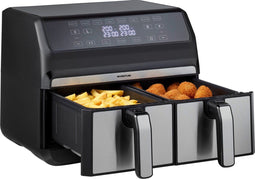 Inventum GF800HLD - Dubbele airfryer - 2 x 4 liter - 8 programma's - Dual cook functie - 80 tot 200 graden - PFAS vrij - Zwart/RVS
