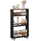 Woltu Keukentrolley - Houten Keukenrek met 3 Niveaus en Wielen - Vintage Bruin Zwart - 47 x 80 x 13 cm