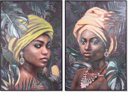 Schilderij DKD Home Decor 80 x 3,5 x 120 cm Koloniaal Afrikaanse (2 Stuks)