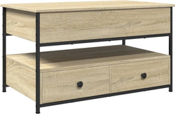 vidaXL - Salontafel - 85x50x50 - cm - bewerkt - hout - en - metaal - sonoma - eikenkleur