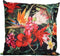Anna's collection buitenkussen bloem - rood/zwart - 60 x 60 cm - Water en UV bestendig