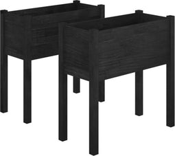 vidaXL - Plantenbakken - 2 - st - 70x31x70 - cm - massief - grenenhout - zwart