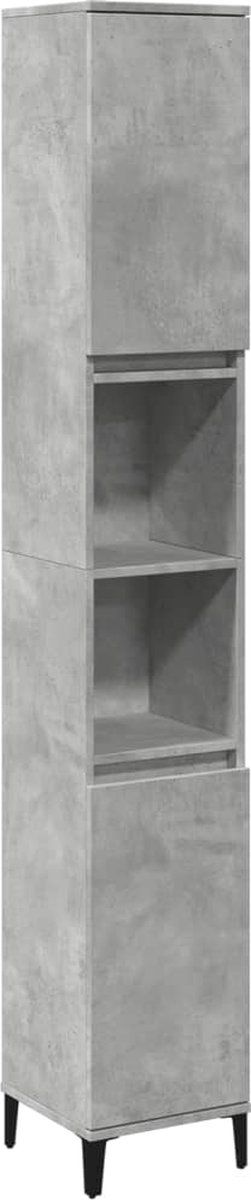 vidaXL - Badkamerkast - 30x30x190 - cm - bewerkt - hout - betongrijs