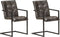 vidaXL - Eetkamerstoelen - 2 - st - echt - leer - verweerd - grijs