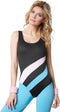 Dressforfun Aerobicster M - Verkleedkostuum - Jaren '80 stijl - Zwart/lichtblauw/roze