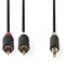 Nedis CABW22200AT100 - 3.5mm naar RCA kabel - Stereo geluidservaring - Grijs